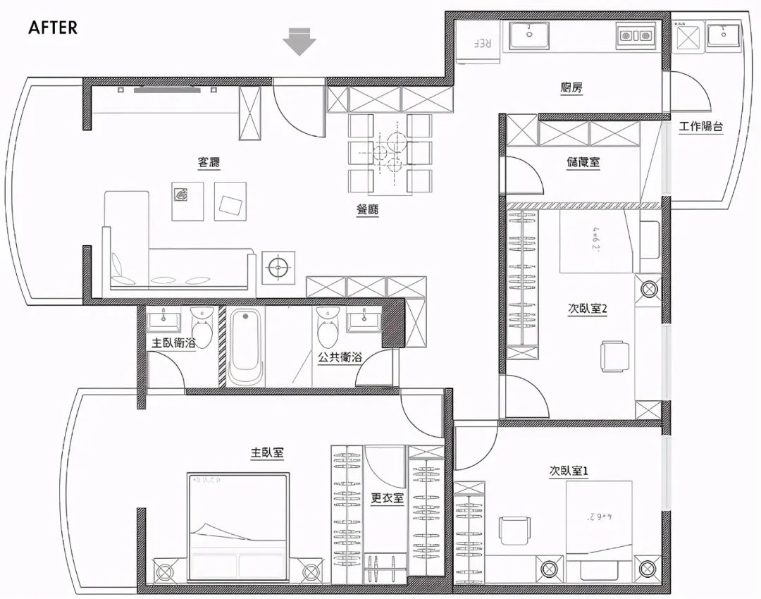 艺术涂料装修案例效果图：35年老房改造，地中海色彩+北欧简约特质